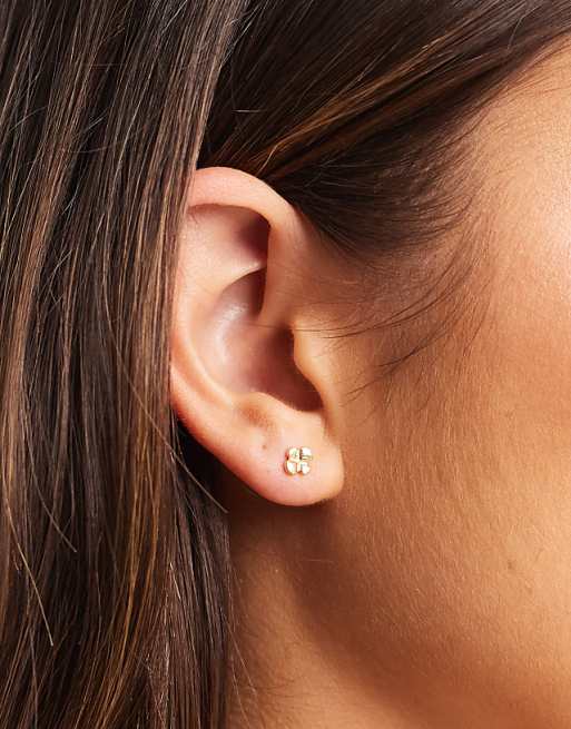 Kingsley Ryan gold plated clover stud earrings