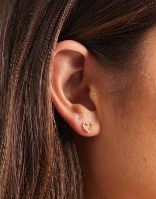 Kingsley Ryan Gold Plated Cut Out Heart Stud Earrings