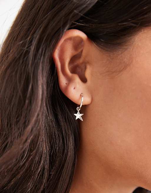 Kingsley Ryan hoop earrings with star charm in sterling silver