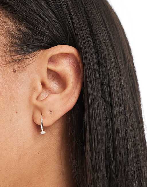 Kingsley Ryan huggie hoop earrings with crystal detail in sterling silver