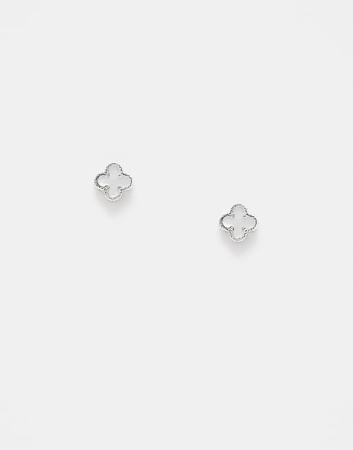 Kingsley Ryan pearl clover stud earrings in sterling silver