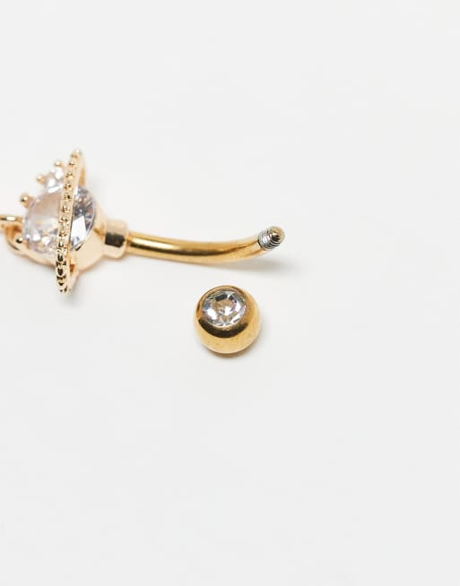 Kingsley Ryan Planet Charm Belly Bar In Gold