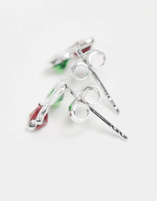 Kingsley Ryan Red Gem Heart And Star Cherry Stud Earrings