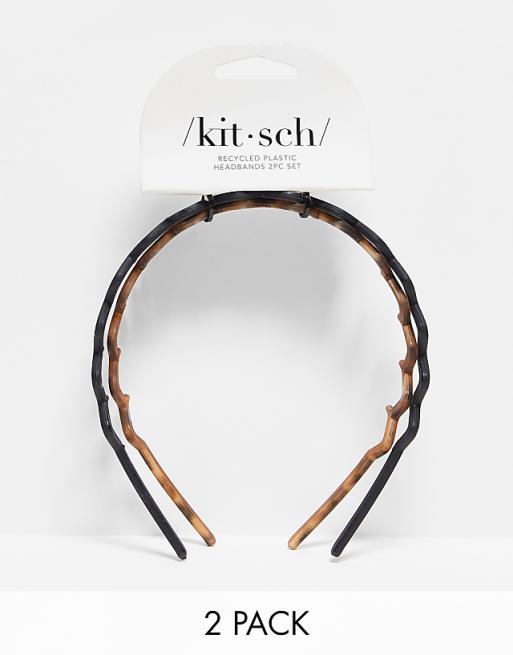 Kitsch Zig Zag Headband 2 Pack - Black & Tortoise