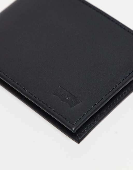 Levi's Batwing Logo Leather Bifold Wallet In Black