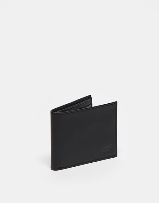 Levi's batwing logo leather bifold wallet in black