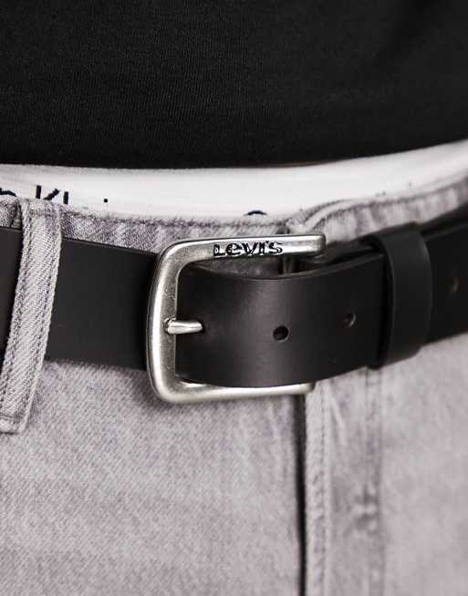 Levi's Seine Leather Belt In Black With Logo