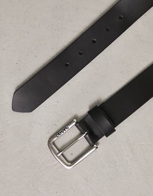 Levi's Seine Leather Belt In Black With Logo