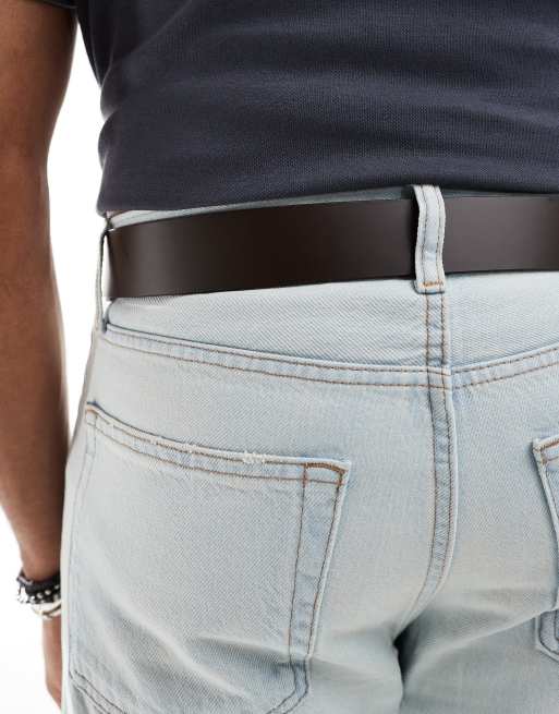 Levi's Seine Leather Logo Buckle Belt In Dark Brown