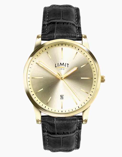 Limit 38mm mens round black analogue watch in black