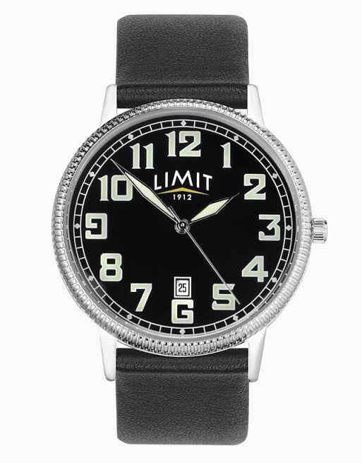 Limit 40mm mens round black analogue watch in black