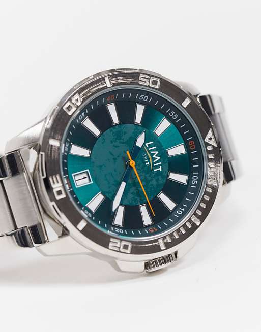 Limit Bracelet Watch In Silver With Green Dial