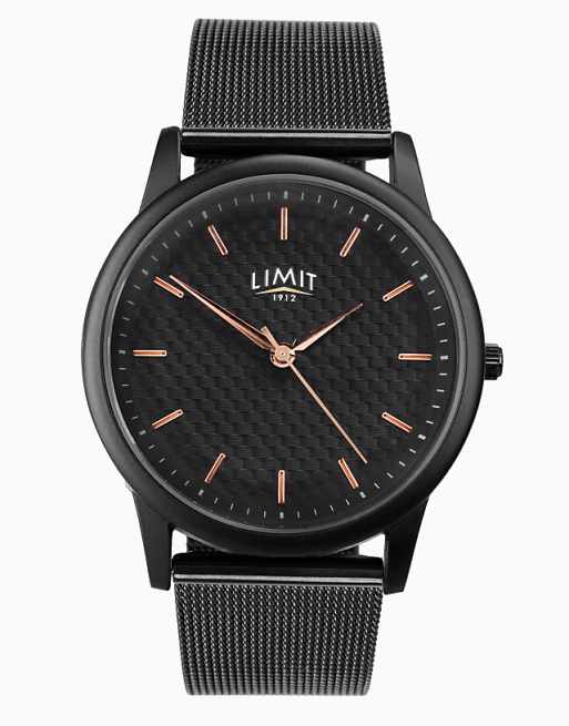 Limit classic 38mm mens round black analogue watch in black