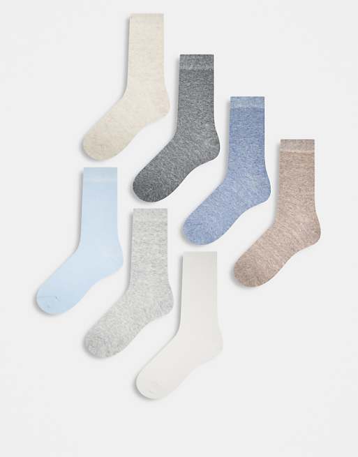 Lindex 7 pack ankle sock in blue neutrals