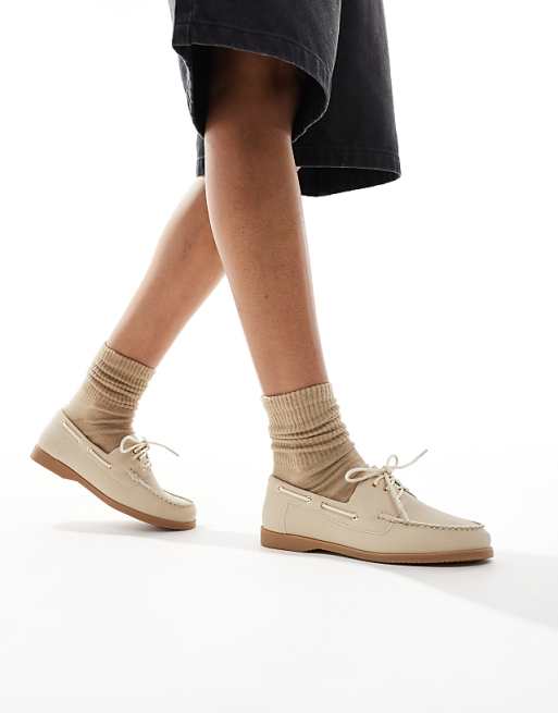 London Rebel lace up boat shoes in taupe
