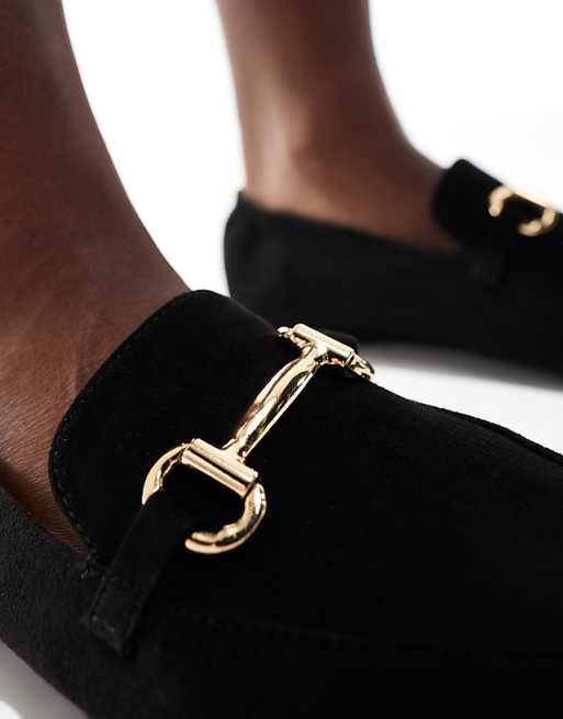 London Rebel Wide Fit Buckle Detail Pointed Toe Loafer In Black