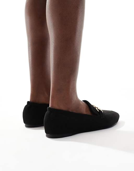 London Rebel Wide Fit Buckle Detail Pointed Toe Loafer In Black