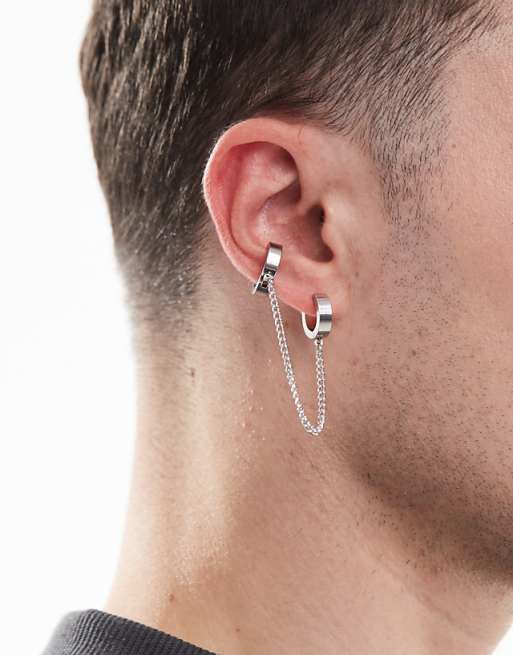 Lost Souls 13mm single hoop with cuff earring in stainless steeel