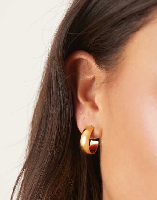 Lost Souls 20mm Wide Hoop Earrings In 18ct Gold Plated Stainless Steel