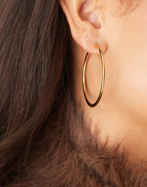Lost Souls 45mm Flat Hoop Earrings In 18ct Gold Plated Stainless Steel