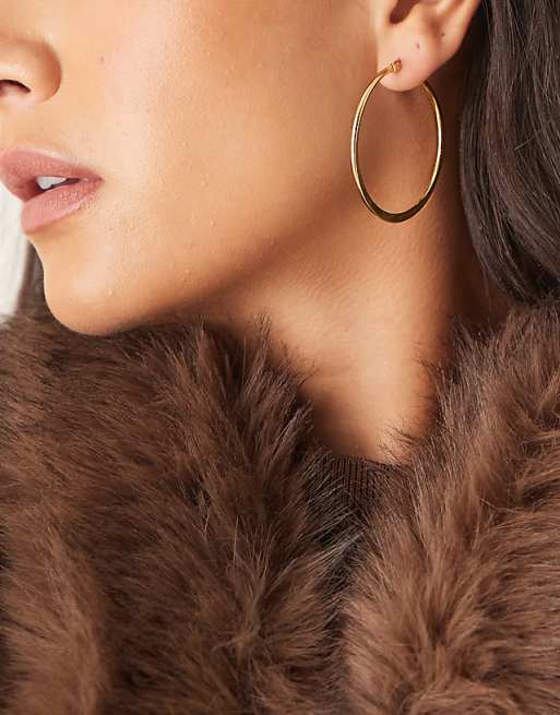 Lost Souls 45mm flat hoop earrings in 18ct gold plated stainless steel
