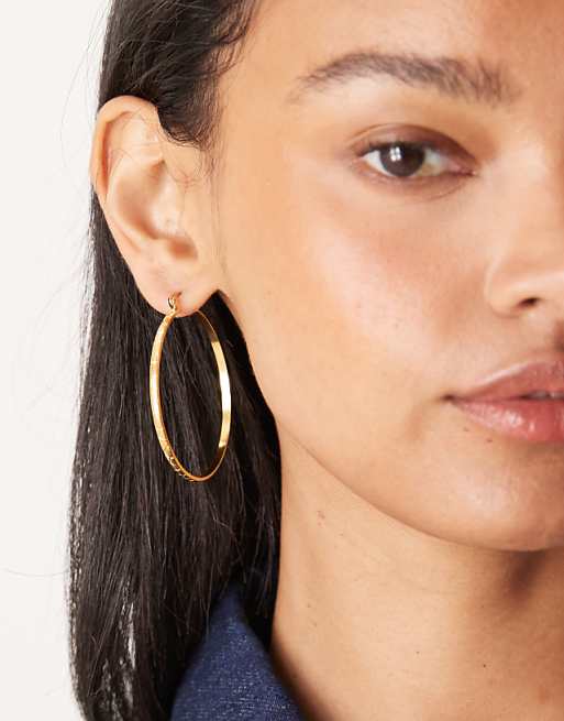 Lost Souls big hoop textured earrings in 18ct gold plated stainless steel