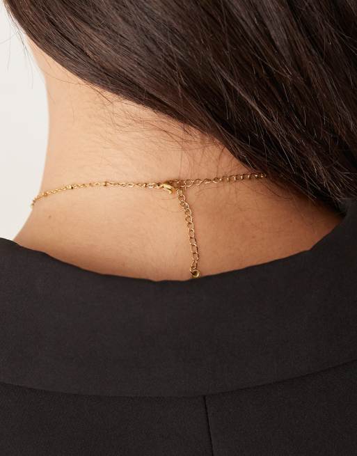 Lost Souls Black Stone Charm Necklace In 18ct Gold Plated Stainless Steel