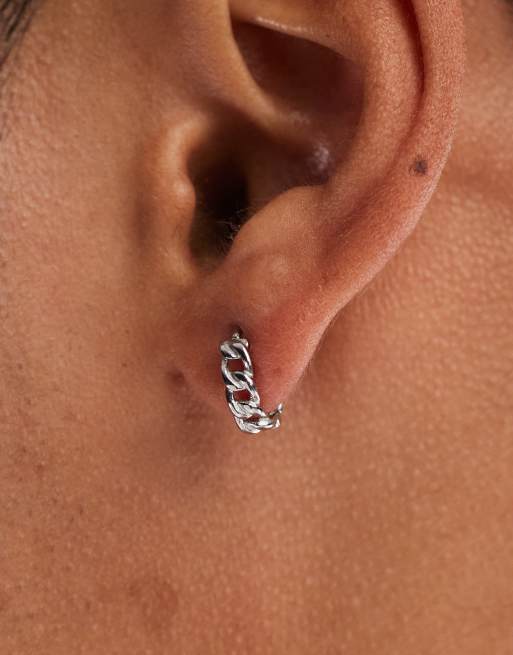 Lost Souls Chain Huggie Earrings In Stainless Steel