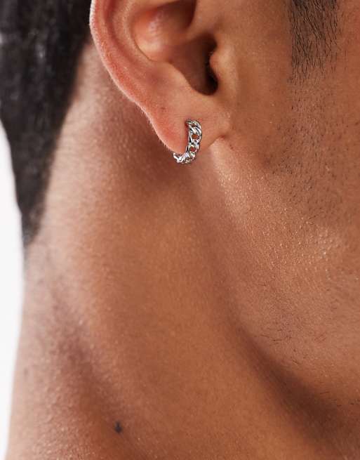 Lost Souls chain huggie earrings in stainless steel