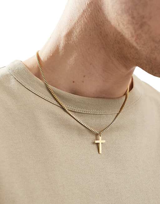 Lost Souls cross pendant necklace in 18k gold plated