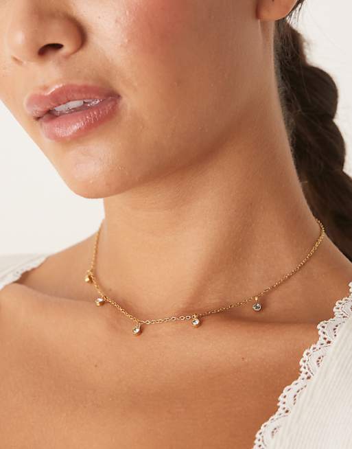 Lost Souls crystal charms necklace in 18ct gold plated stainless steel