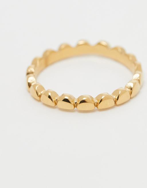 Lost Souls Dainty Heart Band Ring With Crystal Detail In 18ct Gold Plated Stainless Steel
