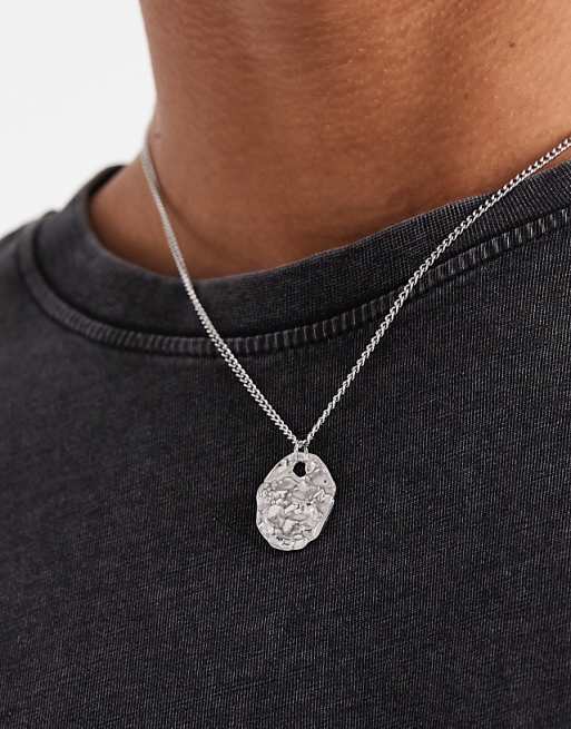 Lost Souls hammered coin necklace in stainless steel