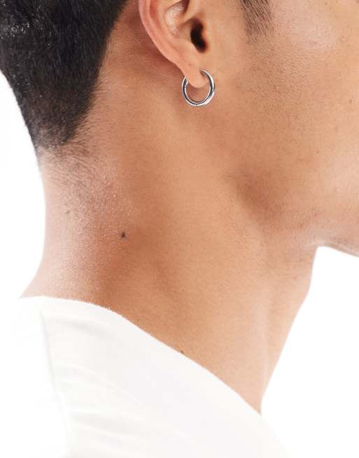 Lost Souls Huggies With Cross Pendant Earrings In Stainless Steel
