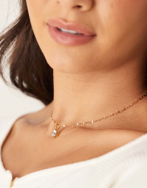 Lost Souls Large Crystal Charm Necklace In 18ct Gold Plated Stainless Steel