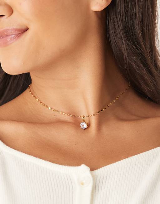 Lost Souls large crystal charm necklace in 18ct gold plated stainless steel