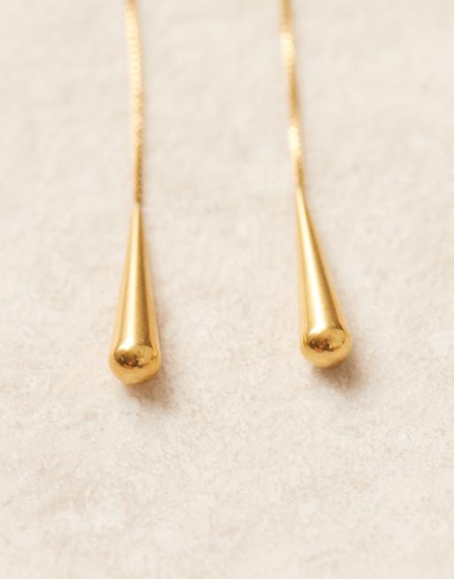 Lost Souls Long Teardrop Earrings In 18ct Gold Plated Stainless Steel