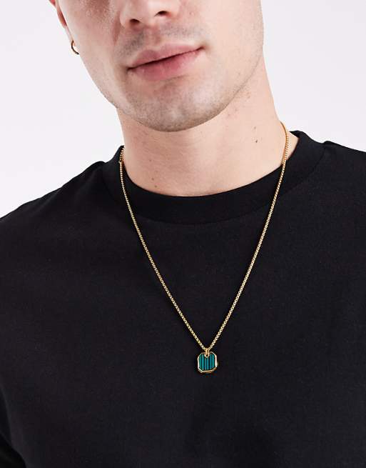 Lost Souls malachite pendant necklace in 18k gold plated