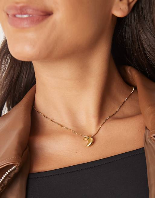 Lost Souls moon pendant necklace in 18ct gold plated stainless steel