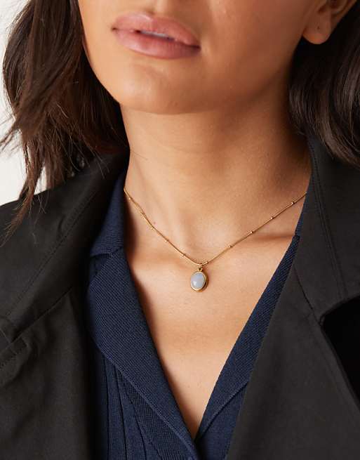 Lost Souls moonstone pendant necklace in 18ct gold plated stainless steel