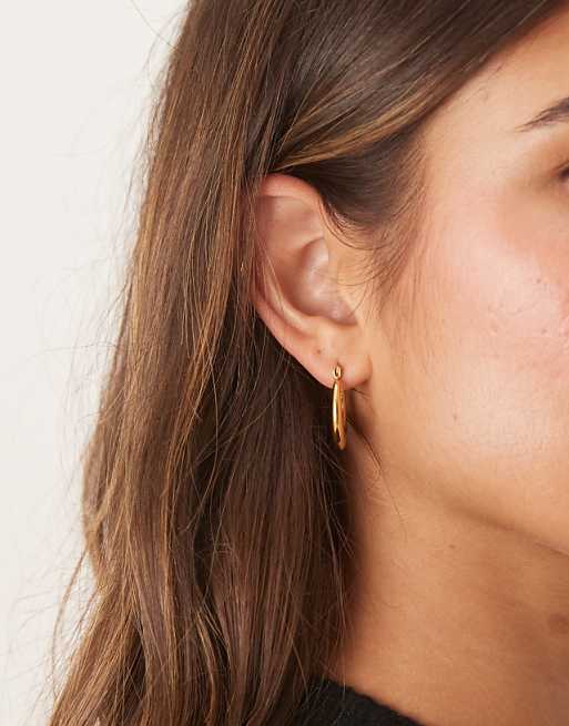 Lost Souls oval hoop earrings in 18ct gold plated stainless steel