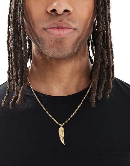 Lost Souls rope necklace with wing pendant in 18k gold plated
