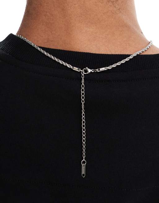 Lost Souls Rope Necklace With Wing Pendant In Stainless Steel