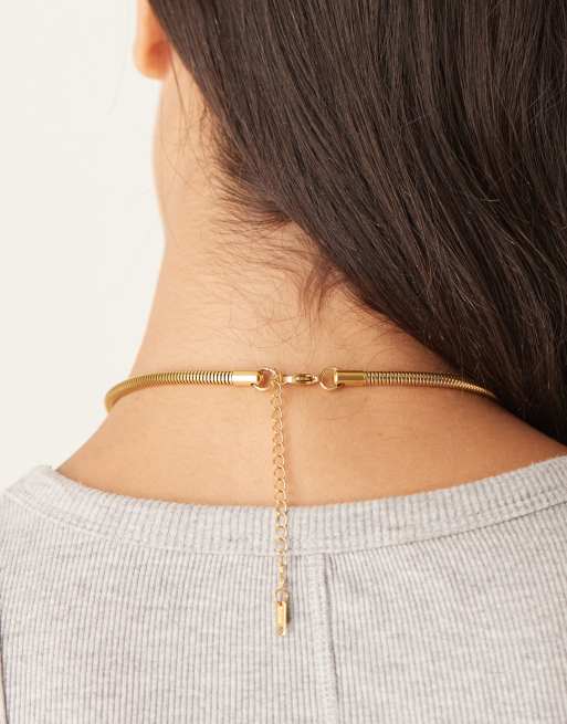 Lost Souls Rounded Snake Chain Necklace In 18ct Gold Plated Stainless Steel