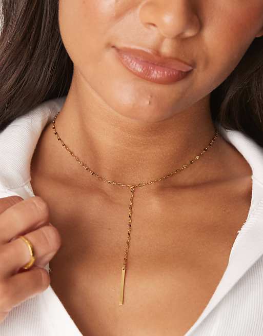 Lost Souls simple lariat necklace in 18ct gold plated stainless steel