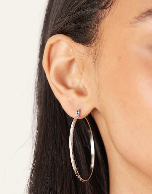 Lost Souls stainless steel big hoop textured earrings in silver
