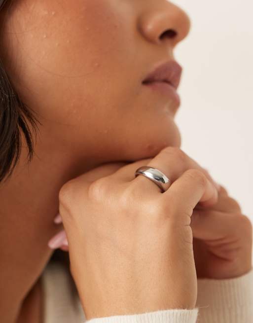 Lost Souls Stainless Steel Dome Ring In Silver