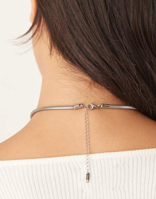 Lost Souls Stainless Steel Rounded Snake Chain Necklace In Silver