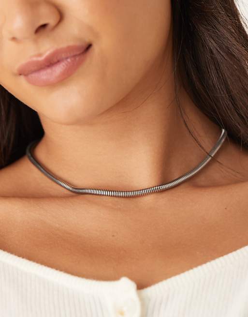 Lost Souls stainless steel rounded snake chain necklace in silver