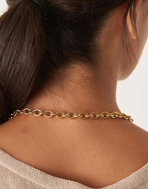Lost Souls T-bar Chunky Necklace In 18ct Gold Plated Stainless Steel